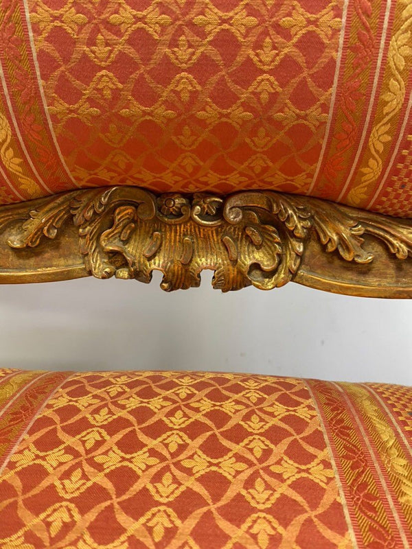 Pair of 20th Century Italian Hand-Carved Water Gilt Armchairs