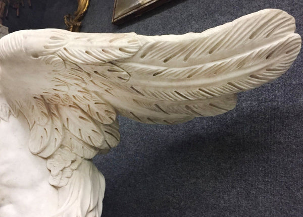 Pair of Italian 20th Century Winged Sirens Marble Consoles