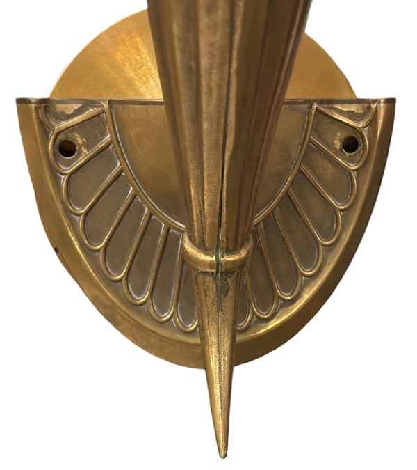 Pair Gio Ponti for Fontana Arte Style Brass & Nile Green Sconces. Italy, 1950's