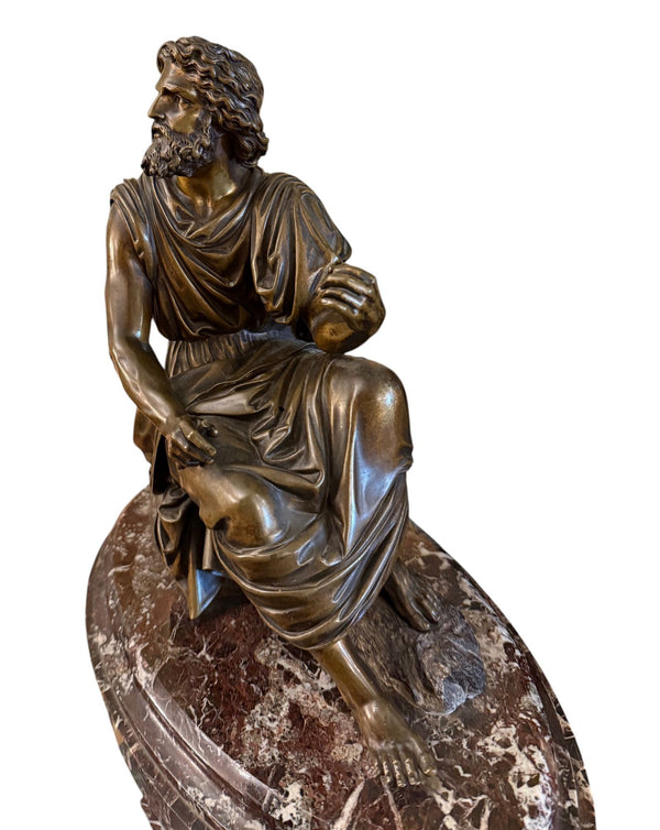 19th Century French Bronze Figure of Ancient Greek Philosopher Zeno of Elea.