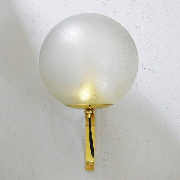 Four Italian Mid-Century Murano Glass & Brass Sconces Attributed to Seguso.
