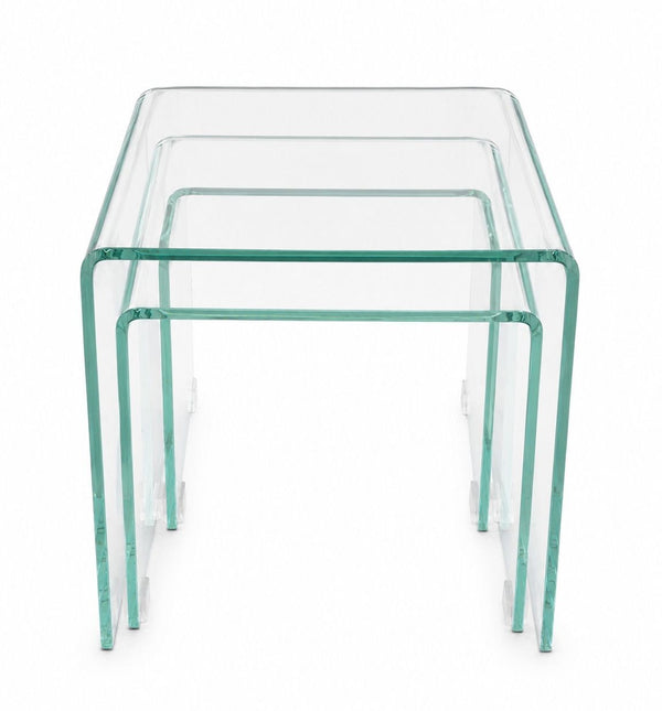 Pair of Italian Waterfall Glass Nesting Tables, 20th Century