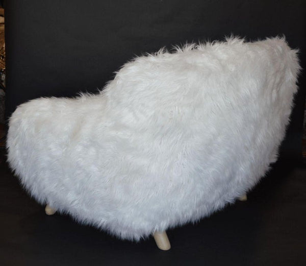Pair of Soft White Oversized Faux-Fur Arm Chairs