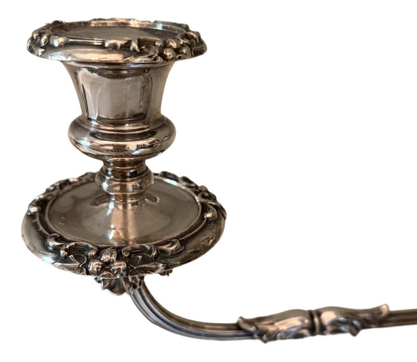 Pair of Silver Candelabras with Floral Detailing, France, Mid-20th Century.