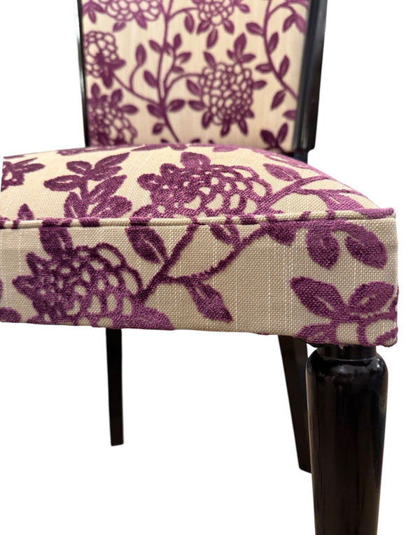 Set of Six Italian Mid-Century Dining Chairs with Floral Pattern Upholstery