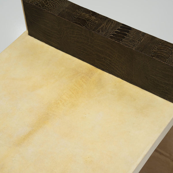 R & Y Augousti Parchment Vanity & Snakeskin Bench. France, Late 20th Century.