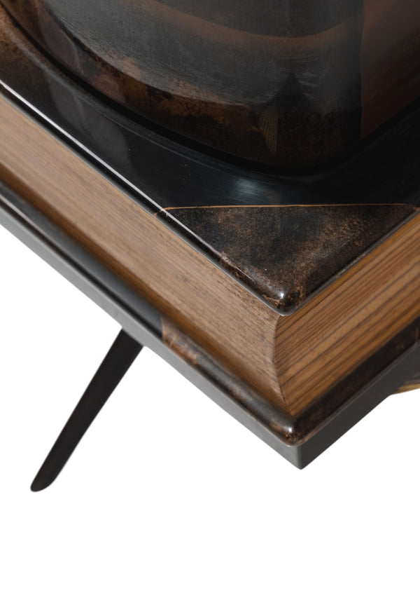 Aldo Tura Lacquered Goatskin Book Form Bar Cabinet, Italy, 1950's.