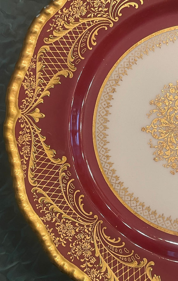 Early 20th C. Royal Doulton for Higgins & Seiter, Gilt Dinner Plates, Set of 12.