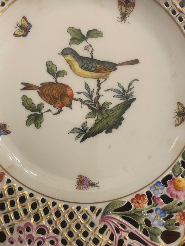 Four Herend Porcelain Reticulated Dessert Plates. Hungary, Mid-20th Century.