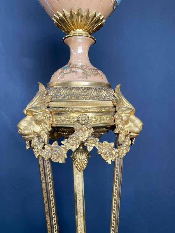 French Sèvres Gilt-Bronze Mounted Porcelain Urn