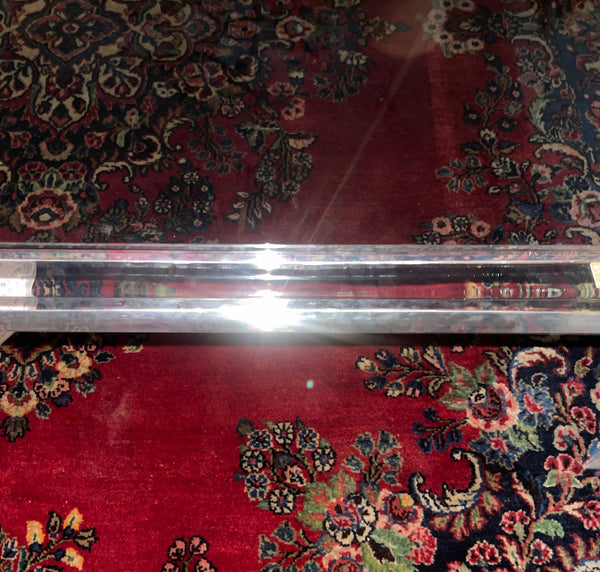 Charles Hollis Jones Square Lucite Coffee Table with Glass Top