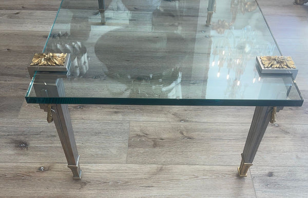 P.E. Guerin Louis XVI Style Bronze Garland Coffee Table. U.S.A Late 20th Century