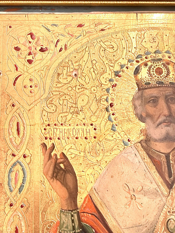 19th Century Russian Orthodox Icon of Saint Nicholas the Wonderworker