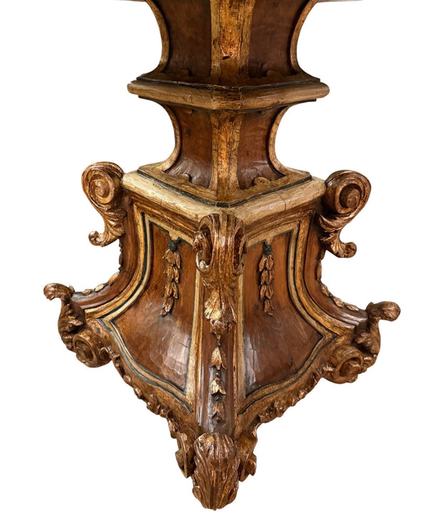Late 19th Century Italian Carved Wood Base & Malachite Top Center Table