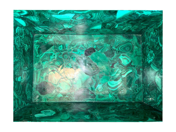 Large Italian Malachite Lidded Decorative Box on Ball Feet. 20th Century.