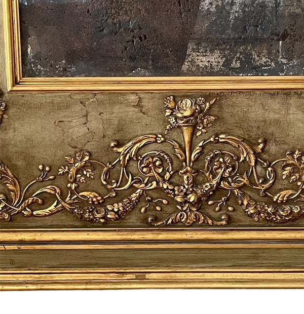 Pair of Monumental French Gilt and Painted Mirrors, Late 19th Century.