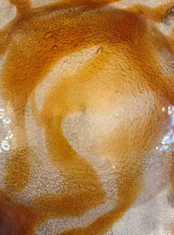 Mazzega Amber & Clear Murano Glass Wall Sconce or Flush Mount, Italy, 1970's.