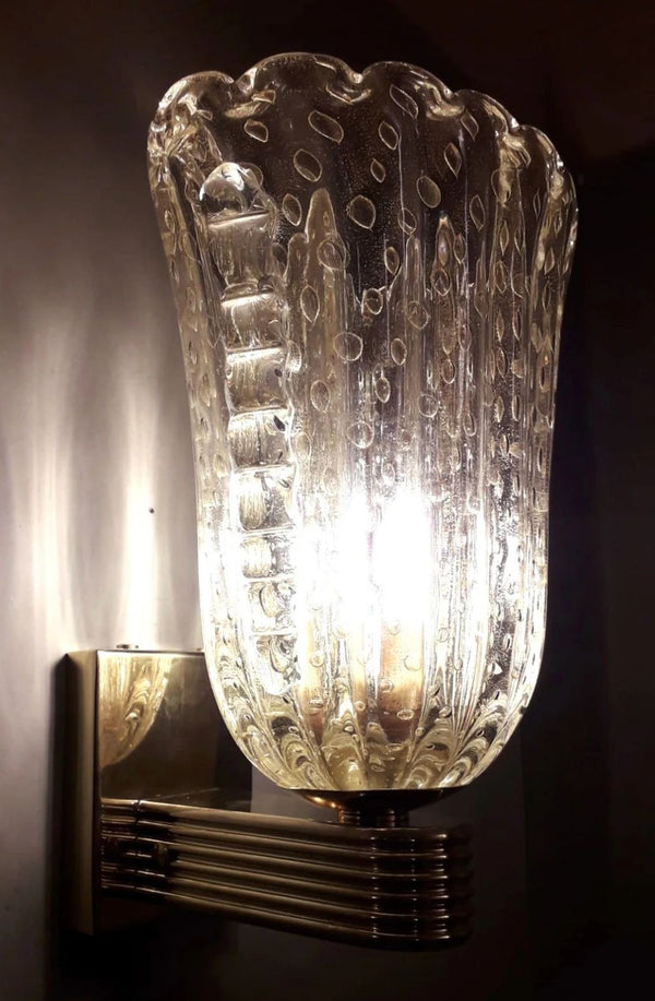 Set of Six Gold Bollicine Murano Sconces by Barovier e Toso. Italy, 1950's.