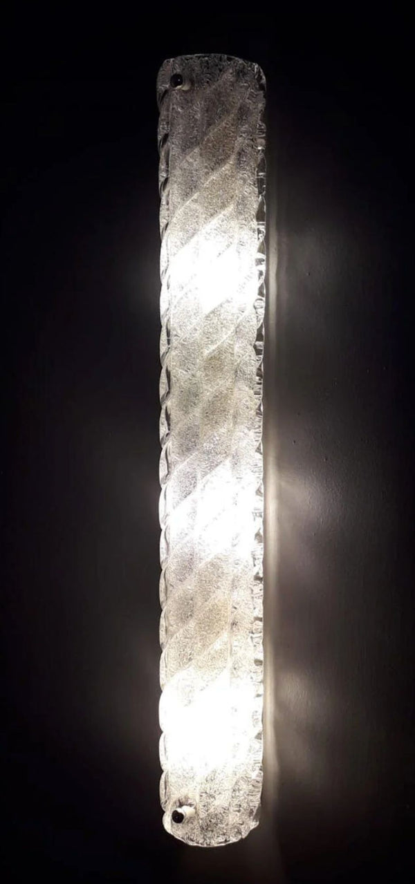 Set of Three Barovier e Toso “Canale” Clear Murano Glass Sconces. Italy, 1960's.