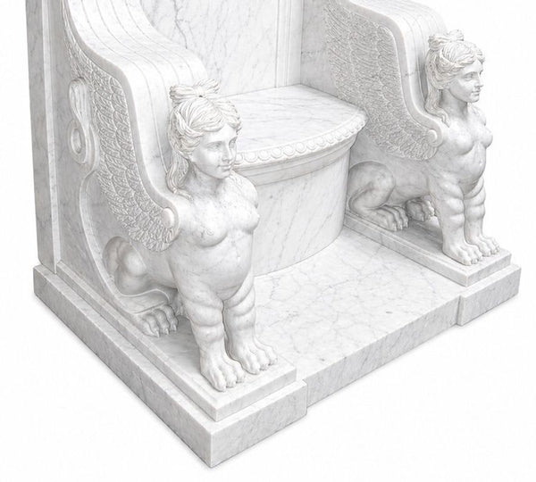 Late 19th Century Pair of Monumental Italian Marble Throne Chairs