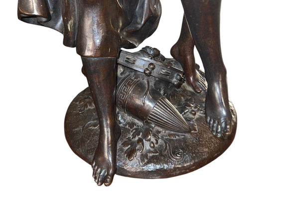 H. Dumaige Bronze Sculpture of Two Dancing Women. Late 19th Century, France.