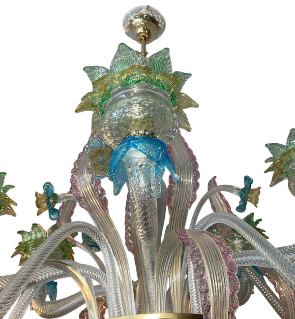Italian Murano Glass Multi-Color Floral Chandelier
