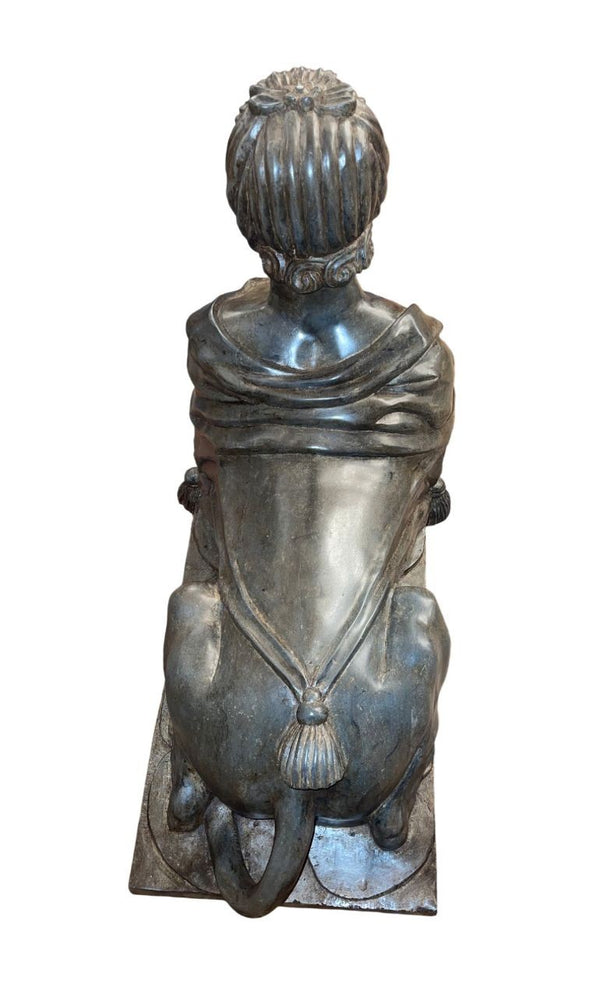 Late 19th Century Pair French Stone Sphinx Figures of Madame de Pompadour