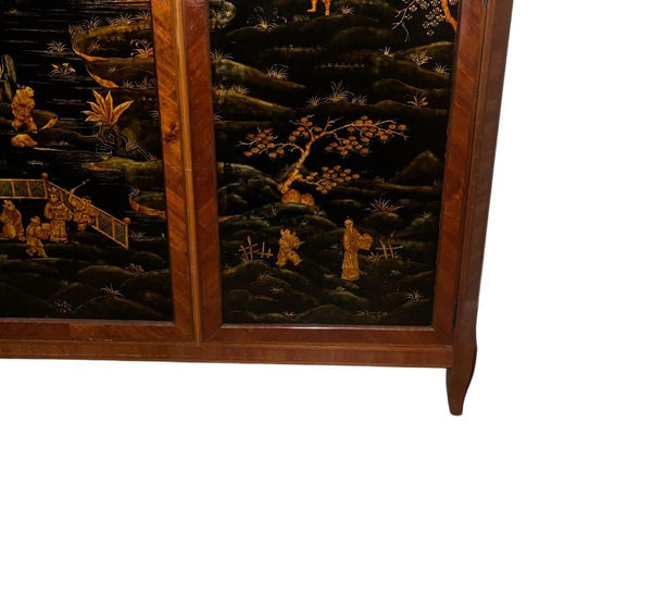 Mid-20th Century Two-Door Chinoiserie Decorated Armoire. France, 1940's.