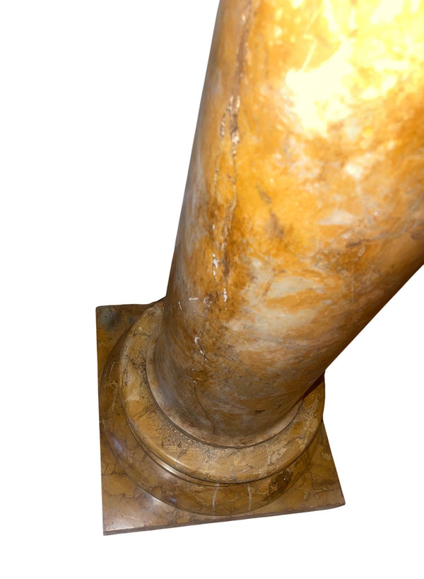 Early 20th Italian Polished Siena Marble Pedestal Column with Warm Toned Veining