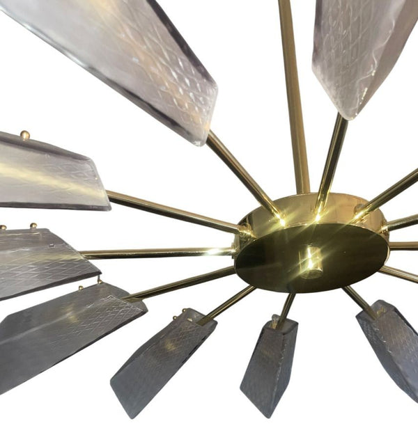 Ventilatore Style Chandelier with Murano Glass Tiles, Italy, 1980's.