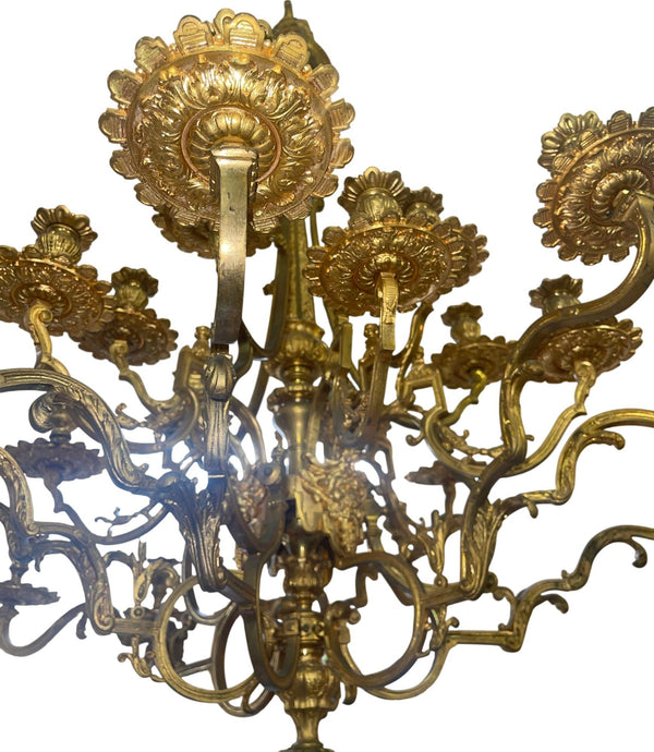 Impressive 19th Century French Gilt Bronze Chandelier