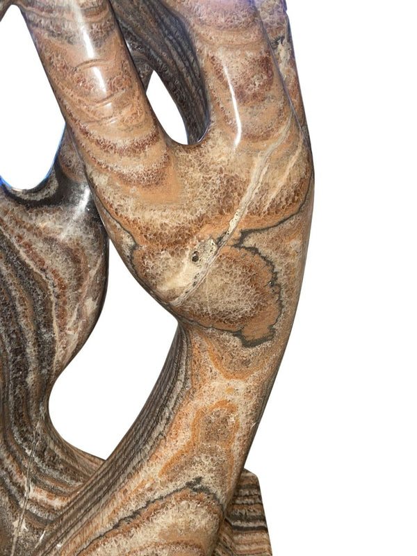 Large Mid-Century Carved Rainbow Onyx Hand Sculpture