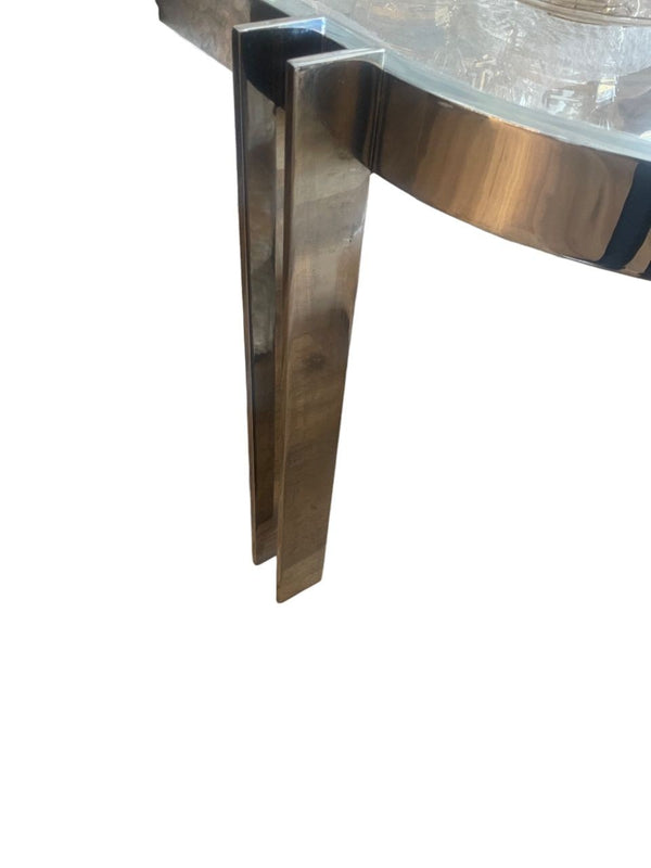 Charles Hollis Jones Lucite and Polished Chrome Oval Dining Table, USA, 1970's.