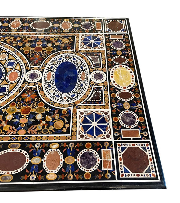 Massive Italian Pietra Dura Dining Table with Stone Bases, c. 1980s