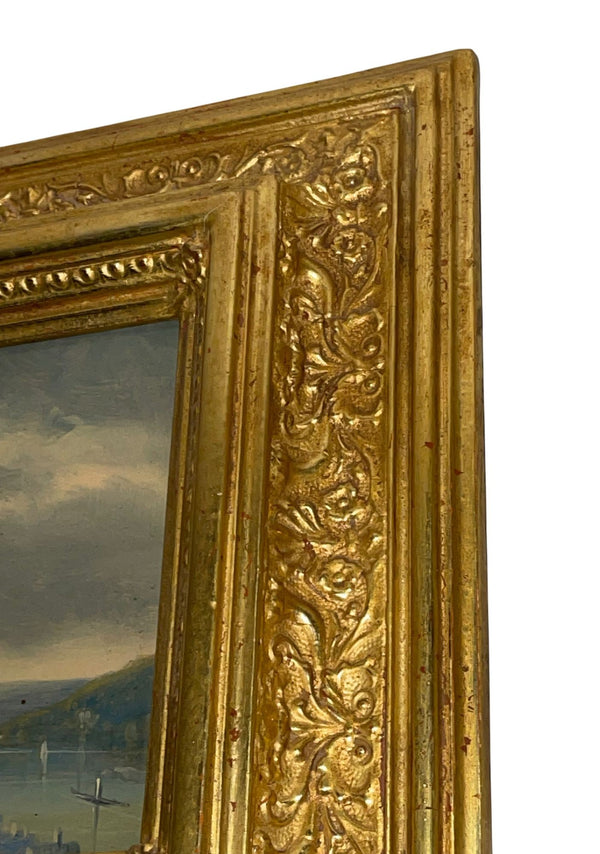 Late 19th Century Pair of European Castle Landscape Paintings by M. Day
