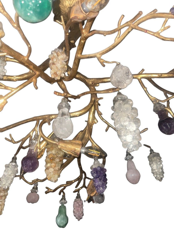 Pegaso Gallery Design “Tree of Life” Chandelier with Semi-Precious Stone Fruits