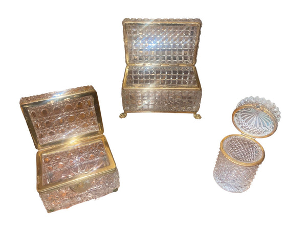 Exceptional Set of Three Baccarat Crystal Jewelry Boxes. Late 19th Century.