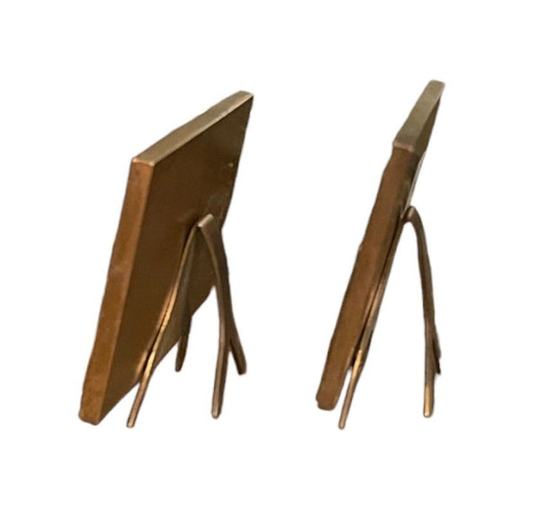 Pair of French Art Deco Bronze Antelope Plaques on Stands by Thenot, c.1930's.