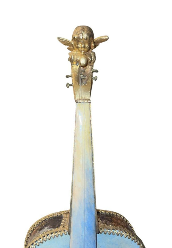 Rare 19th Century Austrian Enameled Violin Music Box