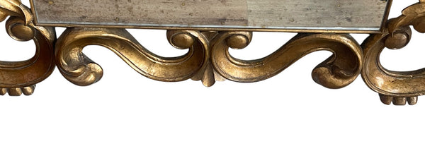 Large Rococo-Style Mirror w/ Gold Frame & Antiqued Mirror. USA, 21st Century