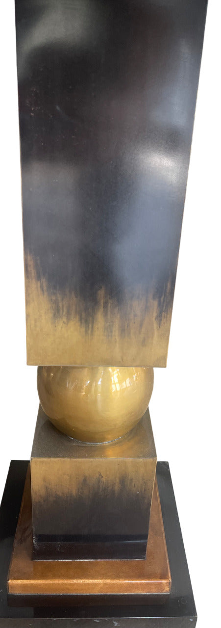 Pair of Italian Modern Two-Tone Parchment, Resin & Metal Side Tables. 1980's.