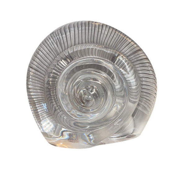 Late 20th Century Baccarat Crystal Nautilus Shell Sculpture, France.