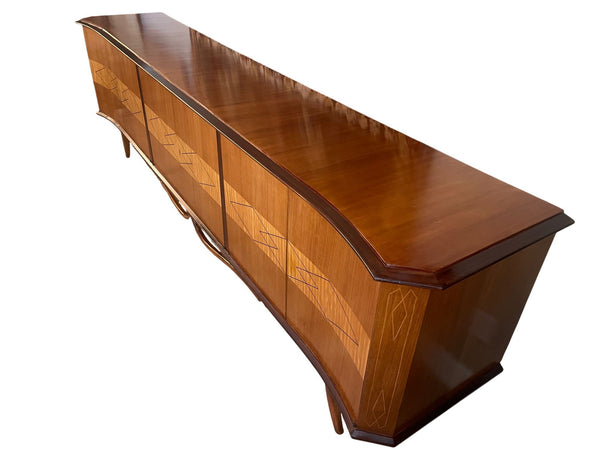Italian Mid-Century Inlaid Six-Door Sideboard. 1960's.