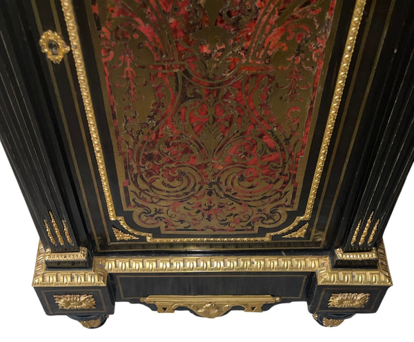 19th Century French Boulle Cabinet with Dore Bronze and White Marble Top