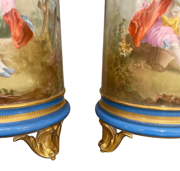 Late 19th Century Pair of French Sèvres Style Porcelain Vases.