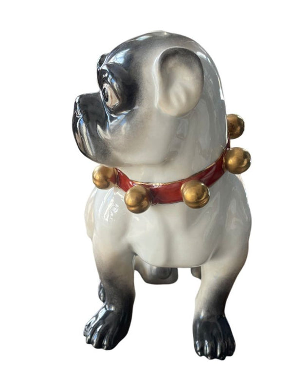 Pair of Large English Porcelain Pug Dog Figures, Early 20th Century
