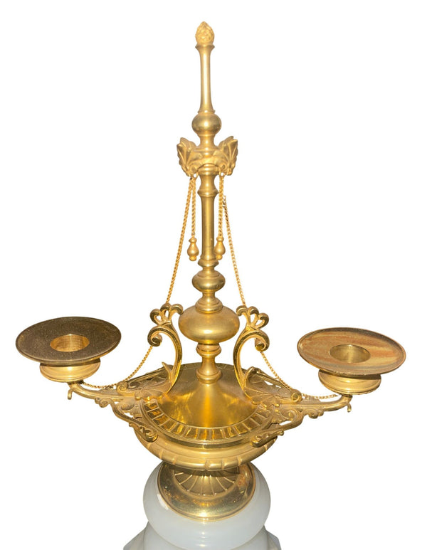 Early 20th Century French Bronze & Onyx Clock Garniture, Allegory of the Arts.