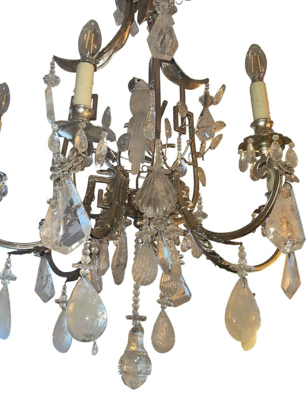 20th Century French Rock Crystal Chandelier with Parrot Motif