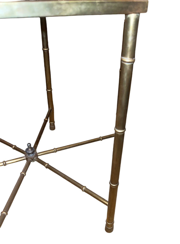 Pair of Mastercraft Brass Bamboo Form Side Tables. U.S.A. 1970's.