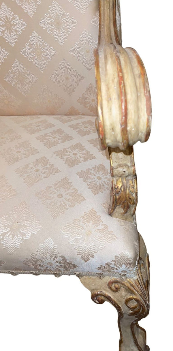 Pair of 19th Century Italian Hand Carved Armchairs.